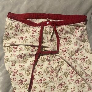 Vintage A&F Floral Pajama Pants with Red Trim